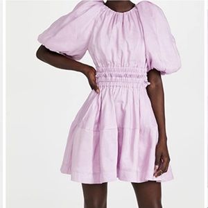 AJE pink mini dress with puff sleeves & cutout back